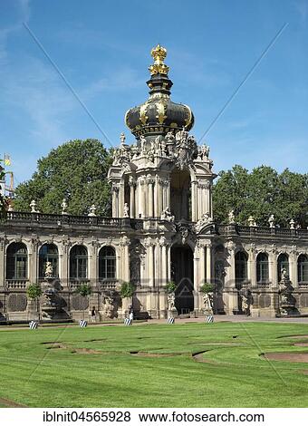 Stock Photo - Kronentor Gate, Zwinger Palace, Dresden, Saxony, Germany, Europe. Fotosearch