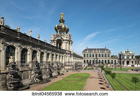 Stock Photo - Kronentor Gate, Zwinger Palace, Dresden, Saxony, Germany, Europe. Fotosearch