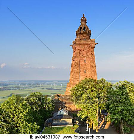 Kyffhäuser monument, at back the Goldene Aue, near Bad Frankenhausen, Thuringia, Germany, Europe View Large Photo Image Stock Photo - Kyffhäuser monument, at back the Goldene Aue, near Bad Frankenhausen, Thuringia, Germany, Europe. Fotosearch