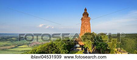 Kyffhäuser monument, at back the Goldene Aue, near Bad Frankenhausen, Thuringia, Germany, Europe View Large Photo Image Stock Photo - Kyffhäuser monument, at back the Goldene Aue, near Bad Frankenhausen, Thuringia, Germany, Europe. Fotosearch