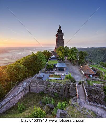 Kyffhäuser monument in the evening light, at back the Goldene Aue, near Bad Frankenhausen, Thuringia, Germany, Europe View Large Photo Image Stock Image - Kyffhäuser monument in the evening light, at back the Goldene Aue, near Bad Frankenhausen, Thuringia, Germany, Europe. Fotosearch