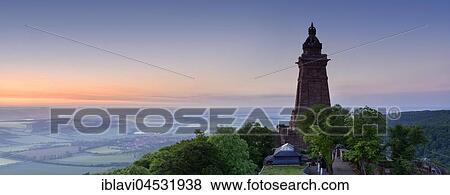Kyffhäuser monument in the evening light, at back the Goldene Aue, near Bad Frankenhausen, Thuringia, Germany, Europe View Large Photo Image Stock Photo - Kyffhäuser monument in the evening light, at back the Goldene Aue, near Bad Frankenhausen, Thuringia, Germany, Europe. Fotosearch