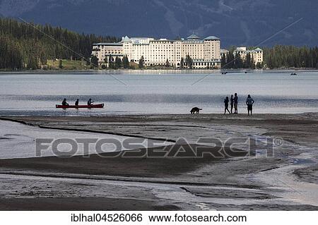 Lake Louise, at back luxury hotel Fairmont Chateau Lake Louise, Banff National Park, Rocky Mountains, Alberta, Canada, North America View Large Photo Image Stock Photograph - Lake Louise, at back luxury hotel Fairmont Chateau Lake Louise, Banff National Park, Rocky Mountains, Alberta, Canada, North America. Fotosearch