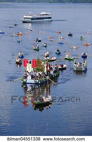 Stock Photo - Lake procession on Corpus Christi, Corpus Christi procession, Staffelsee, Seehausen am Staffelsee, The Blue Land, Upper Bavaria, Bavaria, Germany, Europe. Fotosearch