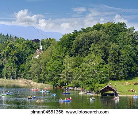 Stock Photograph - Lake procession on Corpus Christi, Corpus Christi procession, Jakobsinsel, Staffelsee, Seehausen am Staffelsee, The Blue Land, Upper Bavaria, Bavaria, Germany, Europe. Fotosearch