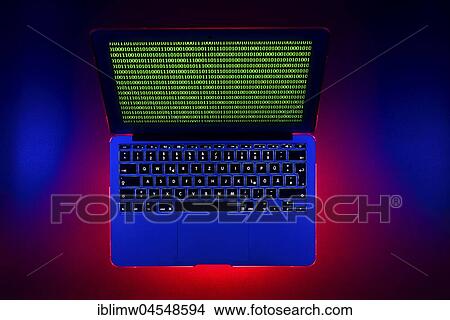 Picture - Laptop, symbolic image, cybercrime, computer crime, computer hacker, data security. Fotosearch