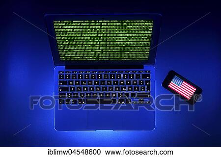 Laptop, symbolic image, cybercrime, computer crime, computer hacker, data security, US flag on smartphone View Large Photo Image Stock Image - Laptop, symbolic image, cybercrime, computer crime, computer hacker, data security, US flag on smartphone. Fotosearch