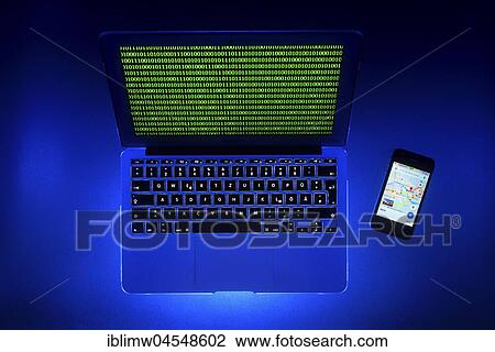 Laptop, symbolic image, cybercrime, computer Crime, computer hacker, data security, tracking, map on smartphone View Large Photo Image Stock Image - Laptop, symbolic image, cybercrime, computer Crime, computer hacker, data security, tracking, map on smartphone. Fotosearch