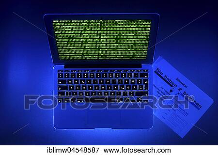 Laptop, symbolic image, cybercrime, computer crime, computer hacker, data security, election fraud View Large Photo Image Stock Photo - Laptop, symbolic image, cybercrime, computer crime, computer hacker, data security, election fraud. Fotosearch