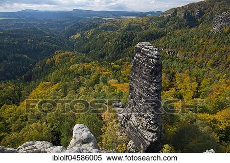 Stock Photography - Large rock needle at Prebish Gate, Hrensko, Bohemian Switzerland, Czech Republic, Europe. Fotosearch
