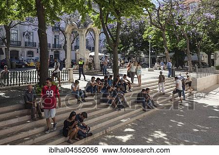 Largo do Carmo with fountains Chafariz do Carmo, Chiado distrct, Lisbon, Portugal, Europe View Large Photo Image Stock Photograph - Largo do Carmo with fountains Chafariz do Carmo, Chiado distrct, Lisbon, Portugal, Europe. Fotosearch