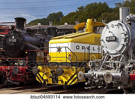 Last locomotive of Opel, Railway Museum Dahlhausen, Bochum, Ruhr area, North Rhine-Westphalia, Germany, Europe View Large Photo Image Picture - Last locomotive of Opel, Railway Museum Dahlhausen, Bochum, Ruhr area, North Rhine-Westphalia, Germany, Europe. Fotosearch