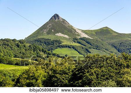Stock Photo - Le Puy Griou mountain in the Auvergne volcanoes regional natural park, Cantal department, Auvergne Rhone Alpes, France, Europe. Fotosearch