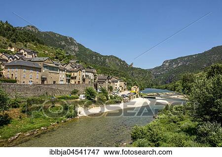 Les Vignes village and Tarn river, Gorges du Tarn, UNESCO World Heritage Site, Grands Causses Regional Natural Park, Lozère, Occitanie, France, Europe View Large Photo Image Stock Photo - Les Vignes village and Tarn river, Gorges du Tarn, UNESCO World Heritage Site, Grands Causses Regional Natural Park, Lozère, Occitanie, France, Europe. Fotosearch