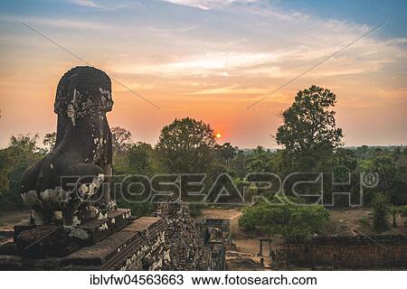 Lion figure as guardian, temple ruin at sunset, Pre Rup temple, Angkor Archaeological Park, province of Siem Reap, Cambodia, Asia View Large Photo Image Stock Image - Lion figure as guardian, temple ruin at sunset, Pre Rup temple, Angkor Archaeological Park, province of Siem Reap, Cambodia, Asia. Fotosearch