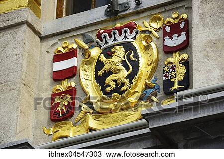 Lion's coat, Grand Place, Groote Markt, Brussels, Belgium, Europe View Large Photo Image Stock Image - Lion's coat, Grand Place, Groote Markt, Brussels, Belgium, Europe. Fotosearch