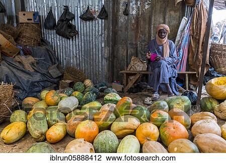 Local man selling pumpkins, Agadez, Niger, Africa View Large Photo Image Stock Image - Local man selling pumpkins, Agadez, Niger, Africa. Fotosearch