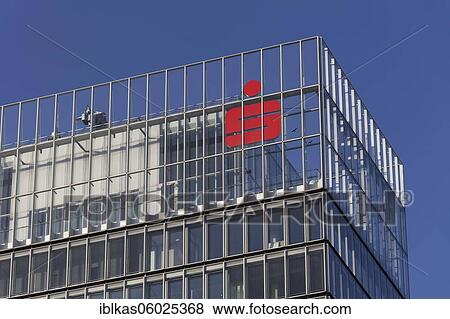 Stock Photo - Logo Stadtsparkasse Düsseldorf, high-rise building on Berliner Allee, North Rhine-Westphalia, Germany, Europe. Fotosearch