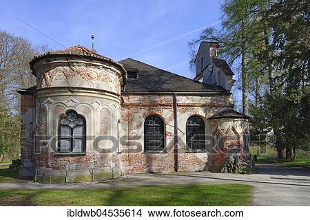 Picture - Magdalenenklause, built as an artificial ruin, Nymphenburger Park, Munich, Bavaria, Germany, Europe. Fotosearch