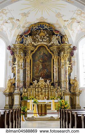 Main altar, Former monastery church, Walderbach Monastery, Bavarian Forest, Upper Palatinate, Bavaria, Germany, Europe View Large Photo Image Stock Photo - Main altar, Former monastery church, Walderbach Monastery, Bavarian Forest, Upper Palatinate, Bavaria, Germany, Europe. Fotosearch