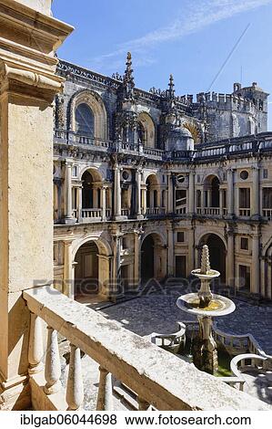 Main cloister and fountain, Castle and Convent of the Order of Christ, Tomar, Santarem district, Portugal, Europe View Large Photo Image Stock Photo - Main cloister and fountain, Castle and Convent of the Order of Christ, Tomar, Santarem district, Portugal, Europe. Fotosearch