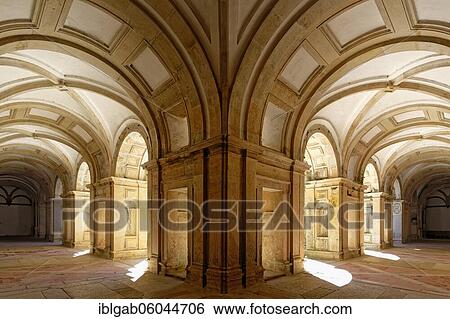 Stock Photograph - Main cloister, Arcades, Castle and Convent of the Order of Christ, Tomar, Santarem district, Portugal, Europe. Fotosearch