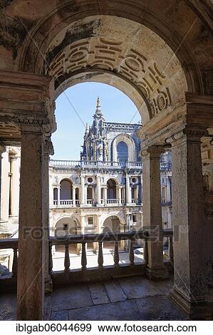 Stock Photo - Main cloister, Castle and Convent of the Order of Christ, Tomar, Santarem district, Portugal, Europe. Fotosearch