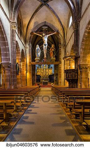 Main nave and choir, Eglise Ste-Croix, Church of the Holy Cross, Kaysersberg, Alsatian Wine Route, Alsace, Département Haut-Rhin, France, Europe View Large Photo Image Stock Photograph - Main nave and choir, Eglise Ste-Croix, Church of the Holy Cross, Kaysersberg, Alsatian Wine Route, Alsace, Département Haut-Rhin, France, Europe. Fotosearch