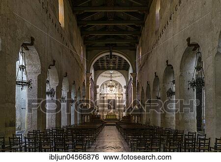 Stock Photograph - Main nave, Cathedral Duomo Santa Maria delle Colonne, Ortygia, Ortigia, UNESCO World Heritage Site, Syracuse, Siracusa, Sicily, Italy, Europe. Fotosearch