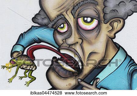 Man licking toad, graffiti, street art, Düsseldorf, North Rhine-Westphalia, Germany, Europe View Large Photo Image Stock Photo - Man licking toad, graffiti, street art, Düsseldorf, North Rhine-Westphalia, Germany, Europe. Fotosearch
