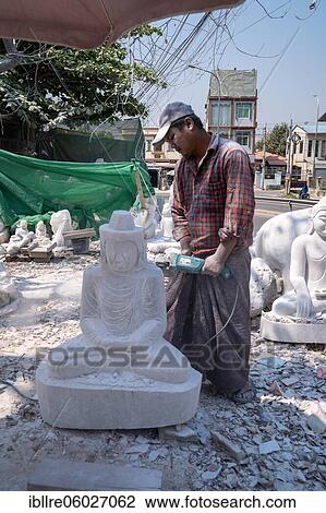 Man makes white Buddhist statues, Mandalay, Myanmar, Asia View Large Photo Image Stock Image - Man makes white Buddhist statues, Mandalay, Myanmar, Asia. Fotosearch