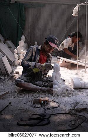Man makes white Buddhist statues, Mandalay, Myanmar, Asia View Large Photo Image Stock Photo - Man makes white Buddhist statues, Mandalay, Myanmar, Asia. Fotosearch