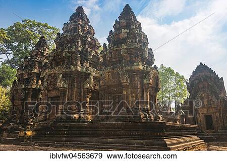 Mandapa, Khmer-Hindu Temple Banteay Srei, Angkor Archaeological Park, Siem Reap Province, Cambodia, Asia View Large Photo Image Stock Photo - Mandapa, Khmer-Hindu Temple Banteay Srei, Angkor Archaeological Park, Siem Reap Province, Cambodia, Asia. Fotosearch
