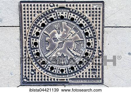 Manhole in Berlin, Berliner Wasserbetriebe, Alexanderplatz, Berlin, Germany, Europe View Large Photo Image Stock Photo - Manhole in Berlin, Berliner Wasserbetriebe, Alexanderplatz, Berlin, Germany, Europe. Fotosearch
