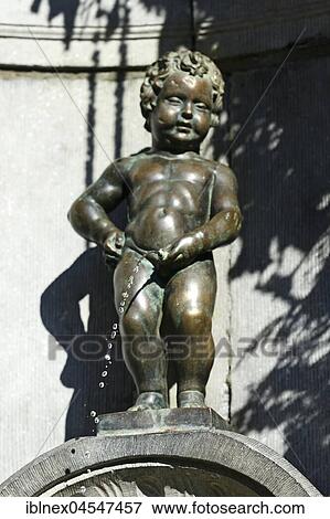Stock Photo - Manneken Pis, Petit Julien, Fountain figure, landmark of Brussels, Belgium, Europe. Fotosearch
