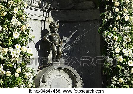 Stock Photo - Manneken Pis, Petit Julien, Fountain figure, landmark of Brussels, Belgium, Europe. Fotosearch