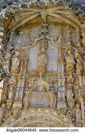 Manueline decoration above the South portal, Castle and Convent of the Order of Christ, Tomar, Santarem district, Portugal, Europe View Large Photo Image Stock Photography - Manueline decoration above the South portal, Castle and Convent of the Order of Christ, Tomar, Santarem district, Portugal, Europe. Fotosearch