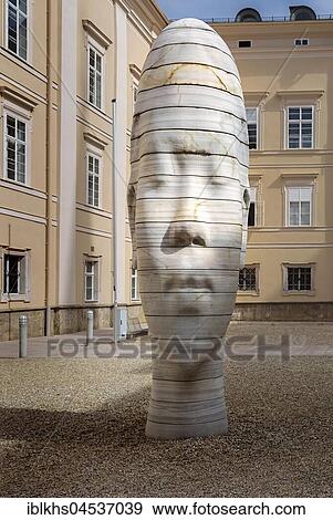 Stock Photo - Marble sculpture Awilda, artist Jaume Plensa, courtyard of the university, Salzburg, Austria, Europe. Fotosearch