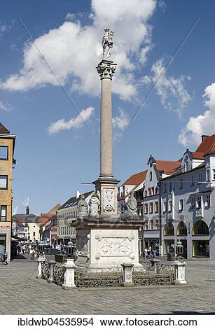 Marian square with Marian column, Freising, Upper Bavaria, Bavaria, Germany, Europe View Large Photo Image Picture - Marian square with Marian column, Freising, Upper Bavaria, Bavaria, Germany, Europe. Fotosearch