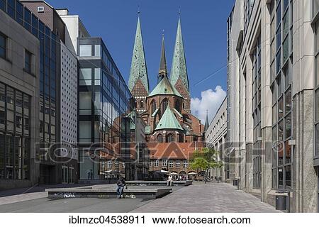 Marienkirche, left and right modern department store facades, Lübeck, Schleswig-Holstein, Germany, Europe View Large Photo Image Stock Image - Marienkirche, left and right modern department store facades, Lübeck, Schleswig-Holstein, Germany, Europe. Fotosearch