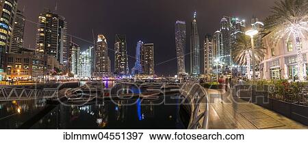 Marina in the evening, skyscrapers, Dubai Marina, Dubai, United Arab Emirates, Asia View Large Photo Image Stock Photo - Marina in the evening, skyscrapers, Dubai Marina, Dubai, United Arab Emirates, Asia. Fotosearch