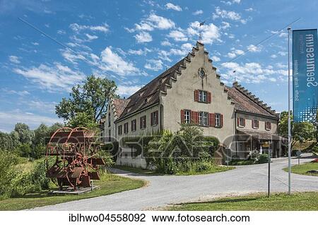 Stock Image - Maritime museum, in front old paddle wheel, Seeburgpark, Kreuzlingen, Bodensee region, Thurgau, Switzerland, Europe. Fotosearch