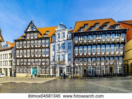 Market place with half-timbered houses, Hotel Van der Valk, Hildesheim, Lower Saxony, Germany, Europe View Large Photo Image Stock Photography - Market place with half-timbered houses, Hotel Van der Valk, Hildesheim, Lower Saxony, Germany, Europe. Fotosearch