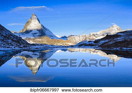 Matterhorn and mountain lake, Valais, Switzerland, Europe View Large Photo Image Stock Photo - Matterhorn and mountain lake, Valais, Switzerland, Europe. Fotosearch