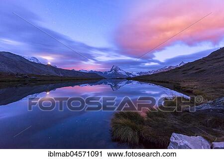 Matterhorn is reflected in the Stellisee at dawn, Zermatt, Valais Alps, Canton Valais, Switzerland, Europe View Large Photo Image Stock Image - Matterhorn is reflected in the Stellisee at dawn, Zermatt, Valais Alps, Canton Valais, Switzerland, Europe. Fotosearch