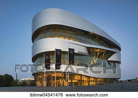 Mercedes-Benz Museum, blue hour, Stuttgart, Baden-Württemberg, Germany, Europe View Large Photo Image Stock Photograph - Mercedes-Benz Museum, blue hour, Stuttgart, Baden-Württemberg, Germany, Europe. Fotosearch