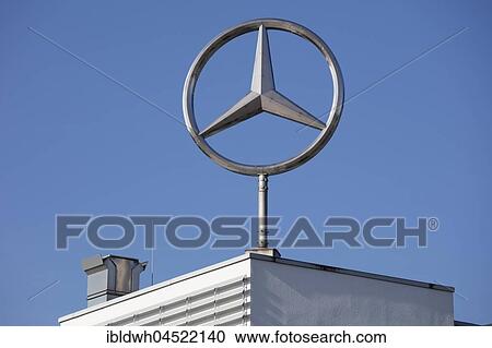 Stock Image - Mercedes star on building, North Rhine-Westphalia, Germany, Europe. Fotosearch