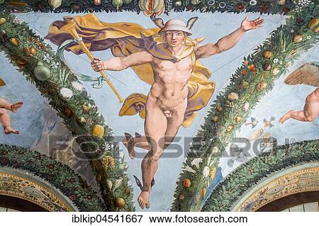 Mercury, Loggia of Cupid at Psyche, fresco by Giulio Romano, Villa Farnesina, Rome, Italy, Europe View Large Photo Image Stock Photo - Mercury, Loggia of Cupid at Psyche, fresco by Giulio Romano, Villa Farnesina, Rome, Italy, Europe. Fotosearch