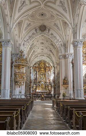 Middle nave with main altar, collegiate church of St. Salvator, former Augustinian canon monastery of Polling an der Ammer, Upper Bavaria, Bavaria, Germany, Europe View Large Photo Image Stock Image - Middle nave with main altar, collegiate church of St. Salvator, former Augustinian canon monastery of Polling an der Ammer, Upper Bavaria, Bavaria, Germany, Europe. Fotosearch