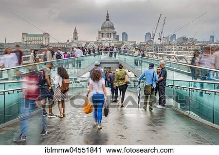 Millenium Bridge and St. Paul's Cathedral, London, England, United Kingdom, Europe View Large Photo Image Stock Image - Millenium Bridge and St. Paul's Cathedral, London, England, United Kingdom, Europe. Fotosearch